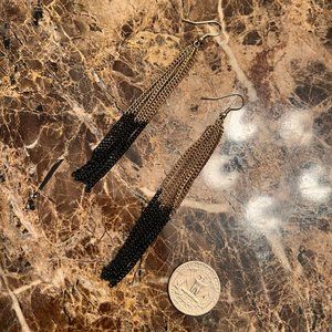 Dangly Gold and Black Ombre Chain Earrings